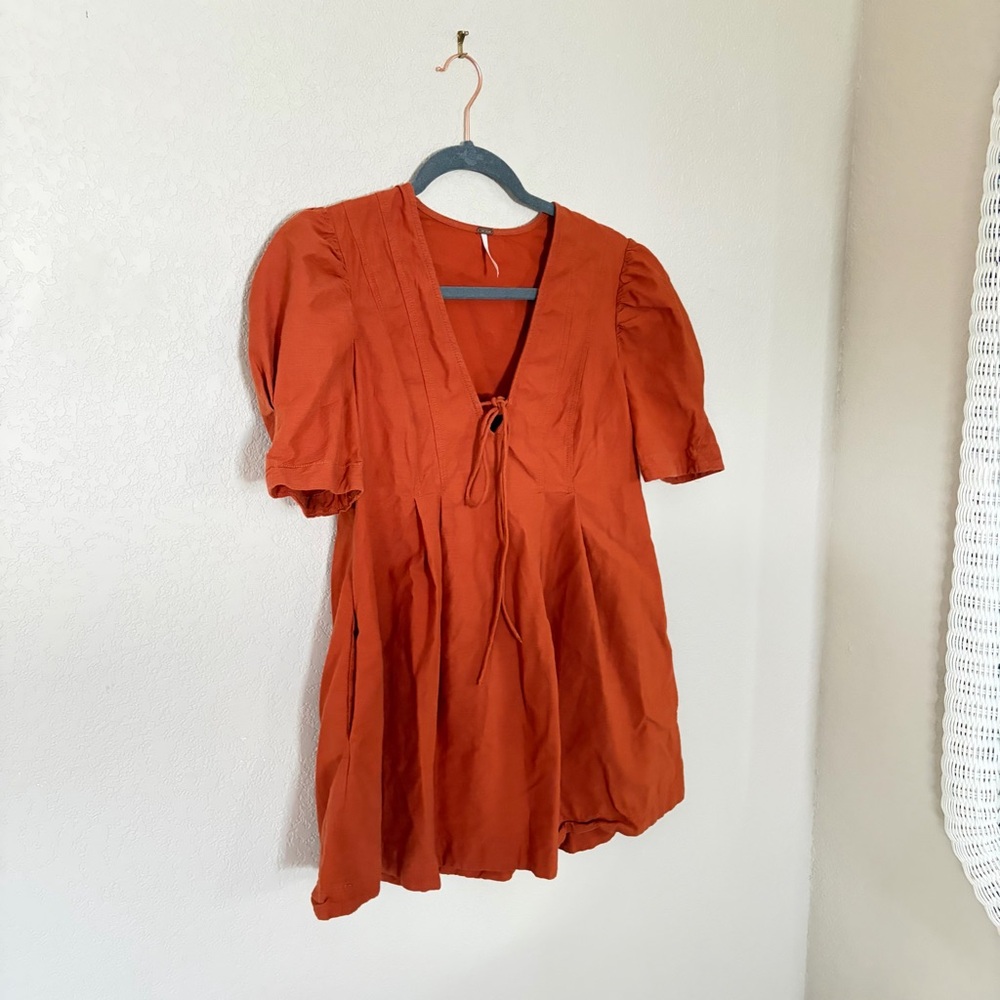 Free People Rust Orange Linen Dress